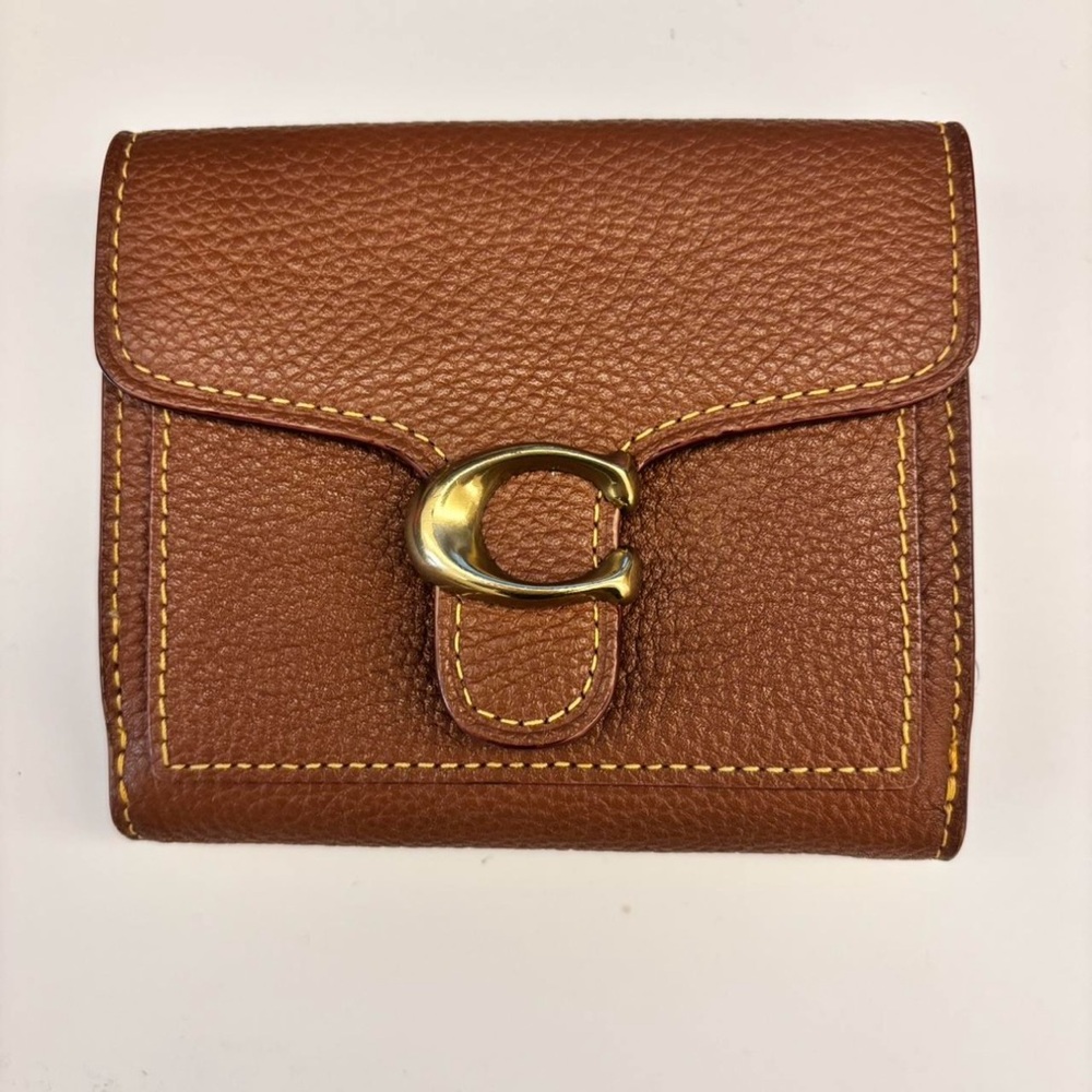 Coach Brown Leather Wallet with Gold Accent